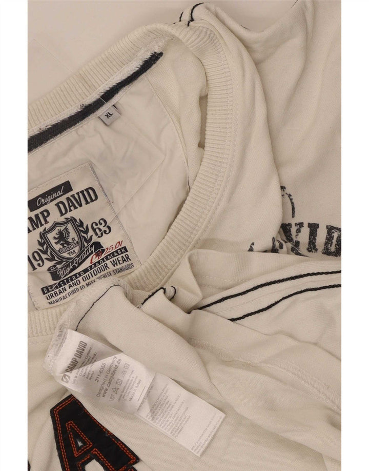 Top gráfico masculino Camp David manga comprida XL algodão branco