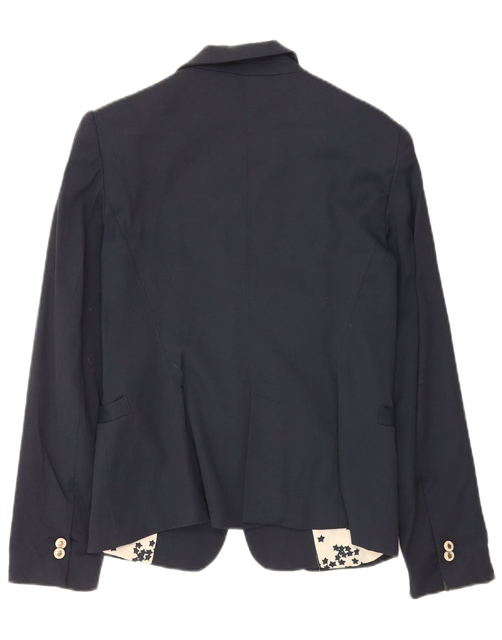 Jaqueta blazer feminina Zara com 1 botão Reino Unido 12 algodão azul marinho médio