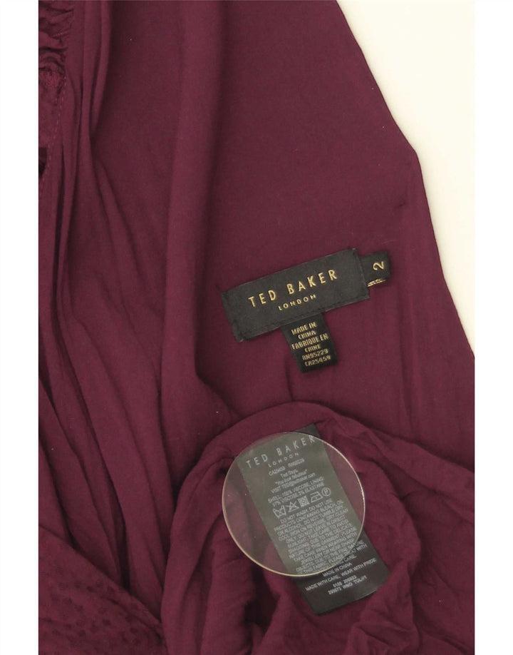 Vestido maxi feminino Ted Baker tamanho 2 pequeno viscose cor de vinho