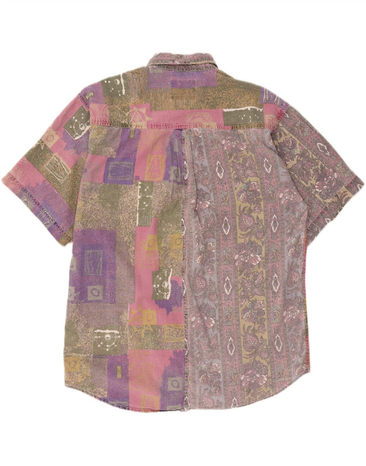 Camisa masculina de manga curta Southern XL patchwork multicolorido