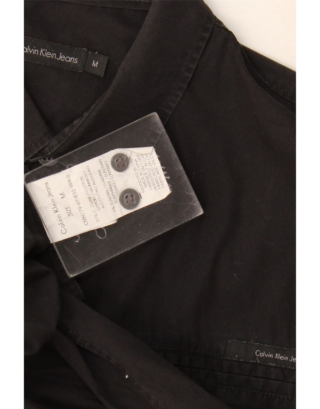 Camisa masculina Calvin Klein de algodão preto médio