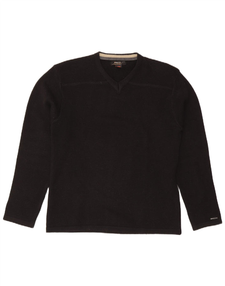 Suéter masculino Sixty com decote em V grande acrílico preto