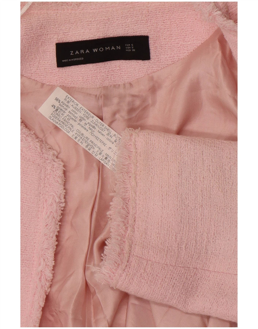 Sobretudo aberto feminino Zara UK 10 pequeno algodão rosa