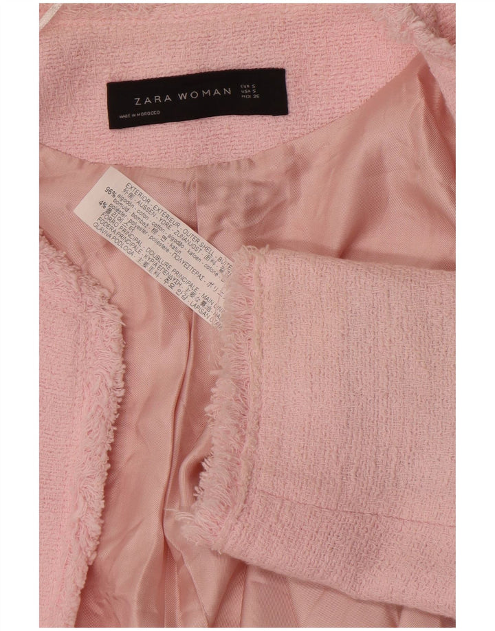 Sobretudo aberto feminino Zara UK 10 pequeno algodão rosa