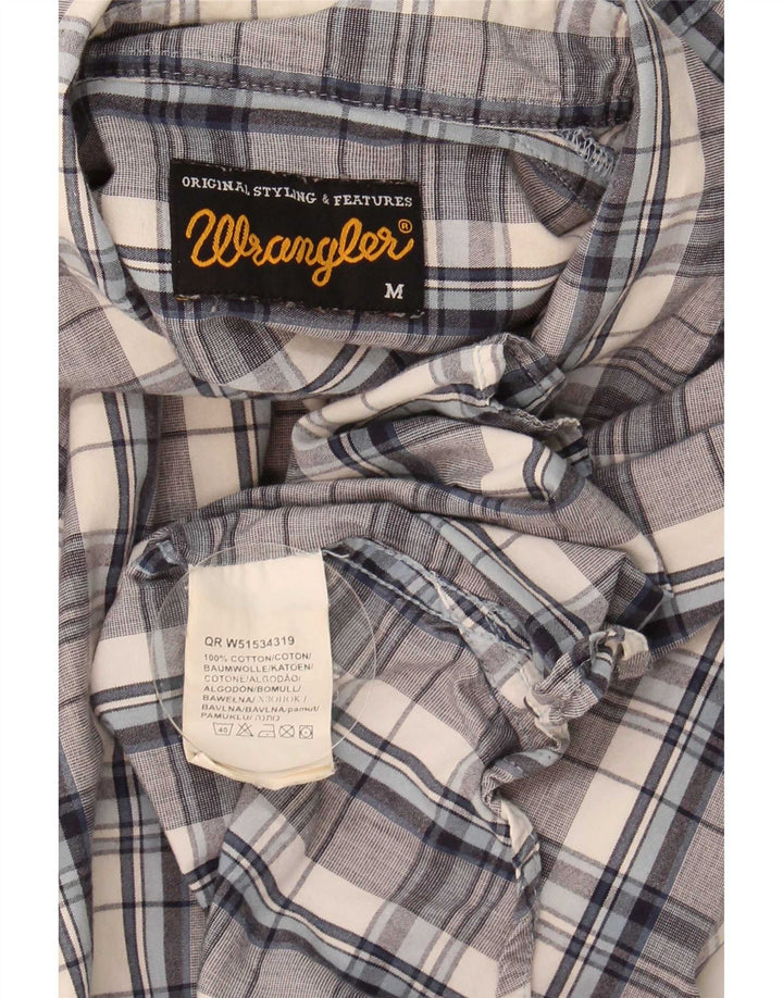 Camisa masculina Wrangler de algodão xadrez azul médio
