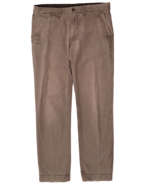 Calça chino reta masculina Marks & Spencer W34 L31 algodão cinza