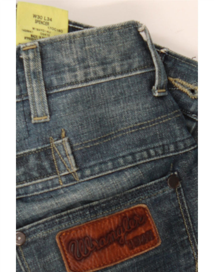 WRANGLER Womens Spencer Distressed Relaxed Fit Tapered Jeans W30 L34 Blue Vintage Wrangler and Second-Hand Wrangler from Messina Hembry 