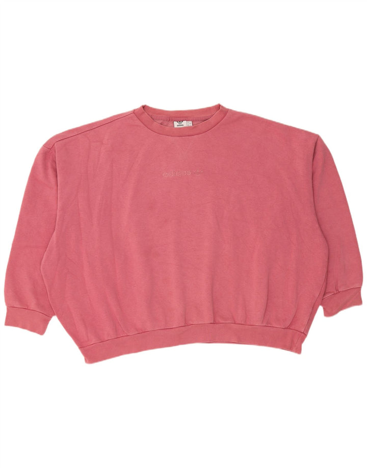 ADIDAS Womens Oversized Sweatshirt Jumper UK 12 Médio Algodão Rosa
