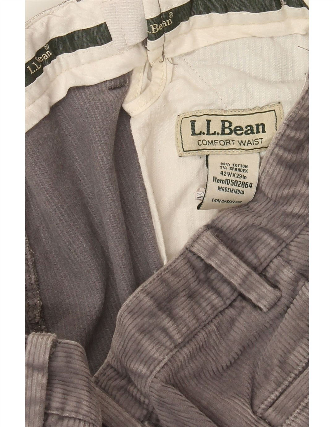L.L.BEAN Mens Straight Cropped Trousers W42 L26 Grey Cotton Vintage L.L.Bean and Second-Hand L.L.Bean from Messina Hembry 