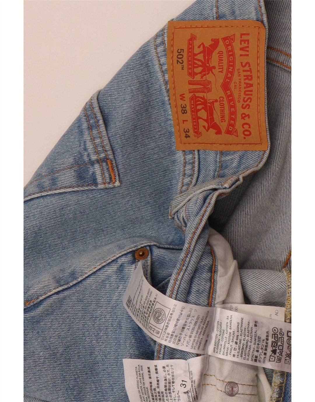 Levi's Masculino 502 Tapered Jeans W38 L31 Azul Algodão