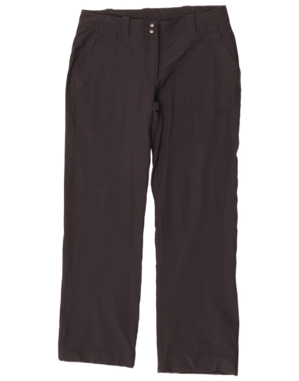 Calças retas de golfe femininas Nike UK 10 pequenas W28 L30 pretas de nylon