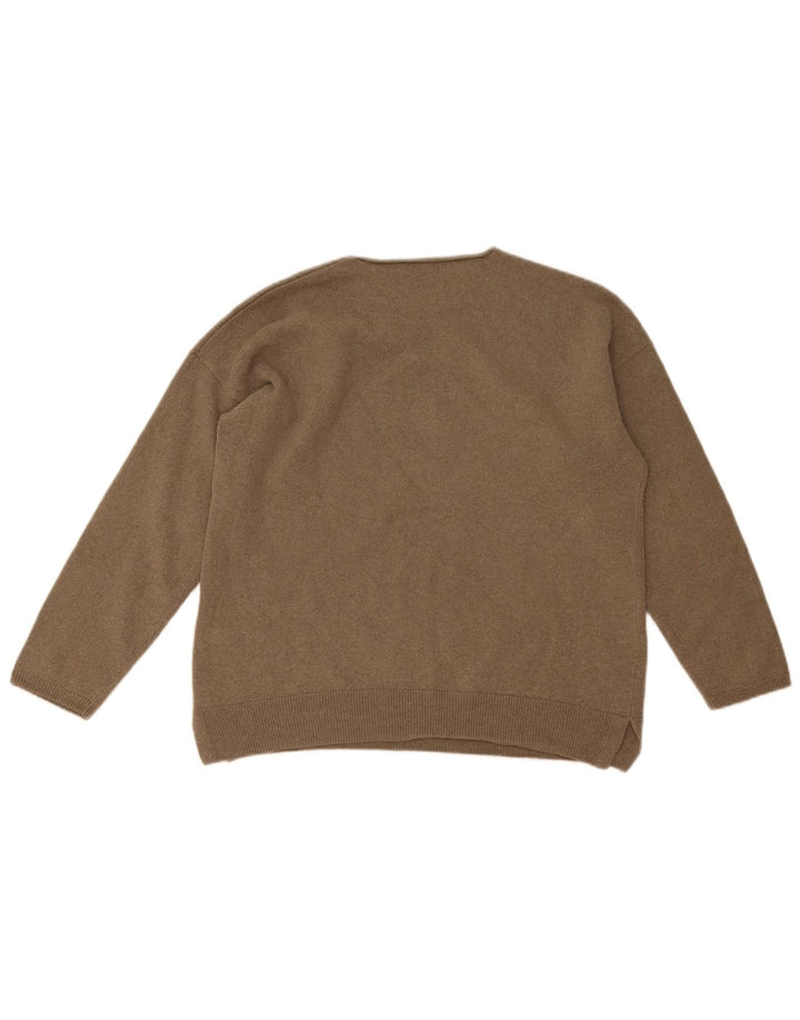 Suéter feminino Massimo Dutti com gola canoa Reino Unido 14 lã cinza médio