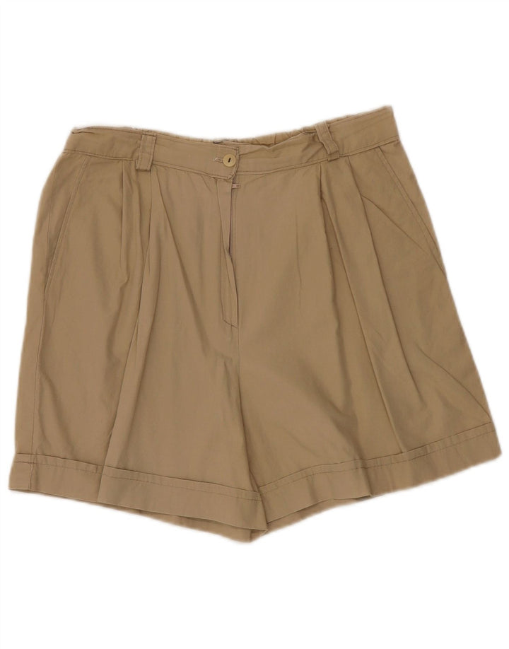 Shorts chino feminino VINTAGE de cintura alta com pegged W30 médio bege