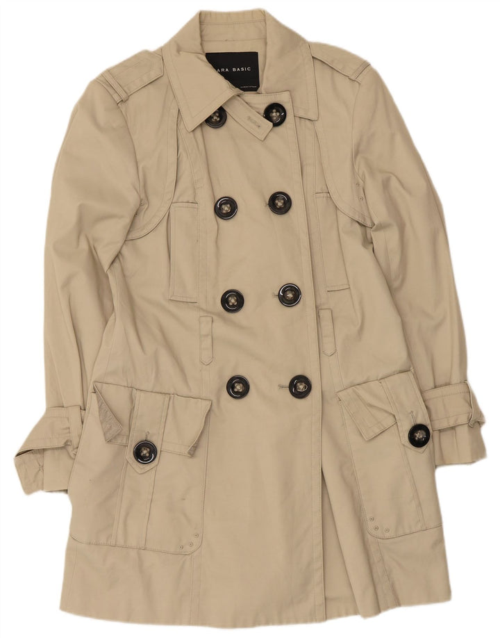 Zara Womens Trench Coat UK 14 Grande Bege Nylon