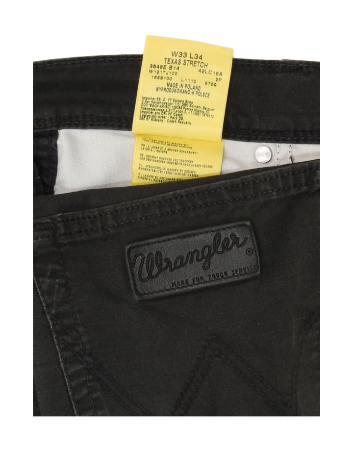 Wrangler Masculino Texas Stretch Straight Jeans W33 L34 Algodão Preto