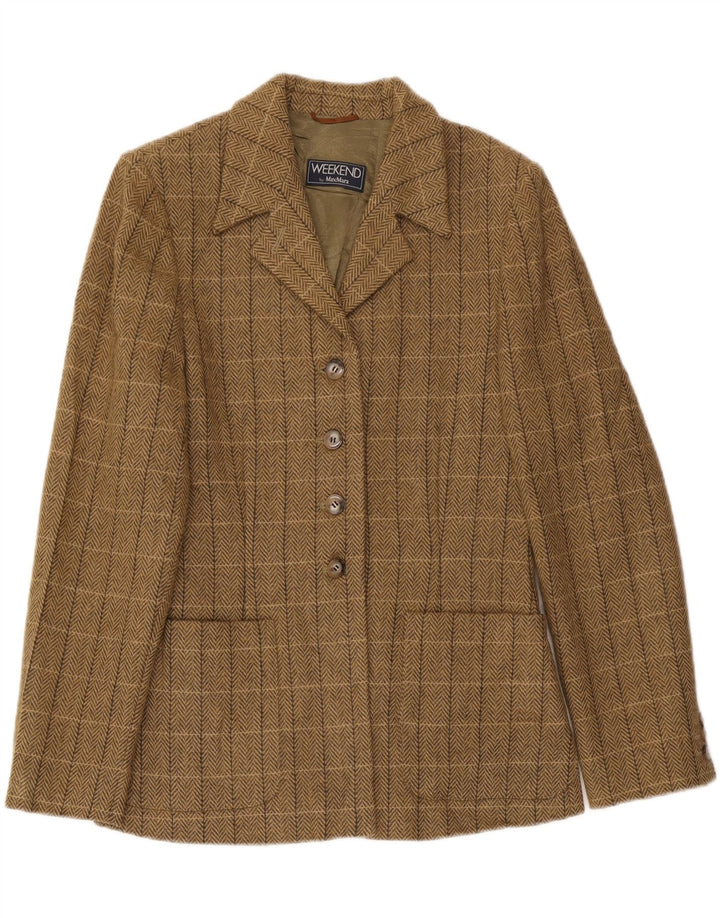 Max Mara Jaqueta Blazer Feminina Weekend Reino Unido 16 Grande Marrom Xadrez Clássico
