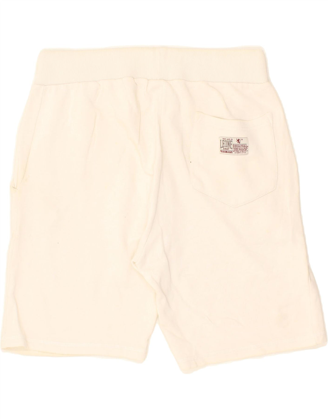 LEONE Mens Graphic Sport Shorts XL  Off White Cotton Vintage Leone and Second-Hand Leone from Messina Hembry 