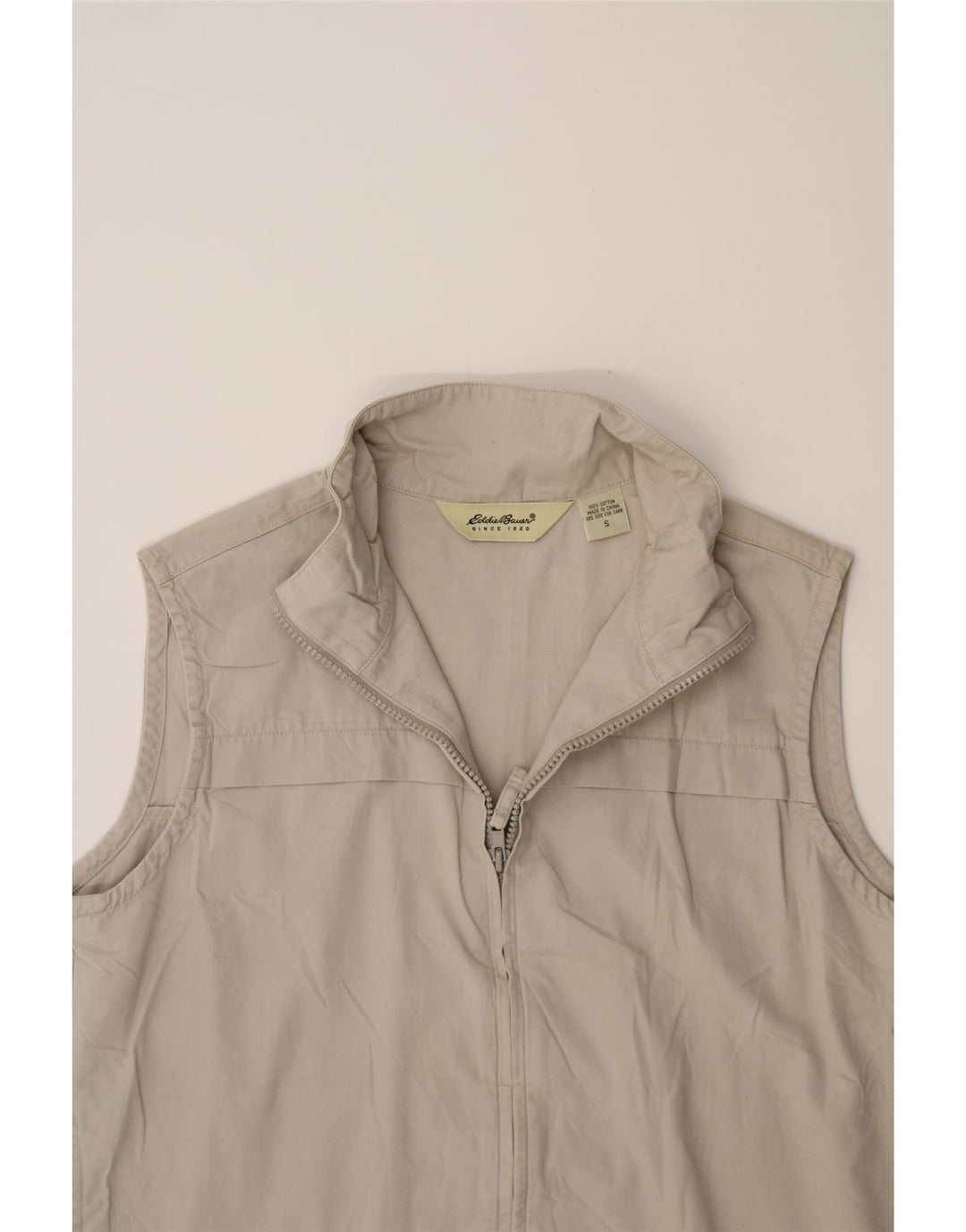 EDDIE BAUER Womens Gilet UK 10 Small Beige Cotton Vintage Eddie Bauer and Second-Hand Eddie Bauer from Messina Hembry 