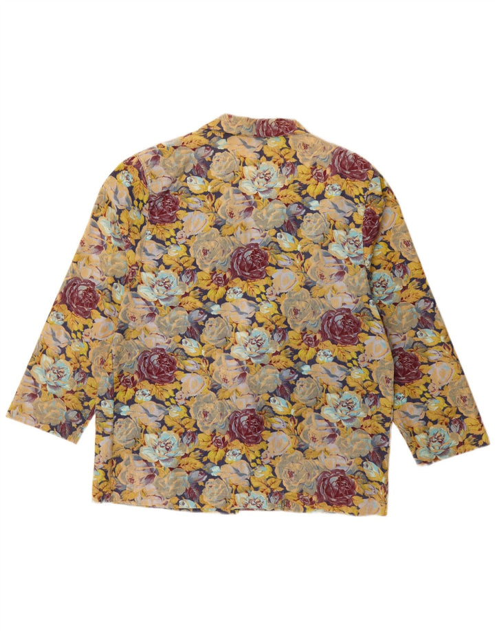 Jaqueta Blazer Feminina Vintage Reino Unido 16 Grande Floral Multicolorido