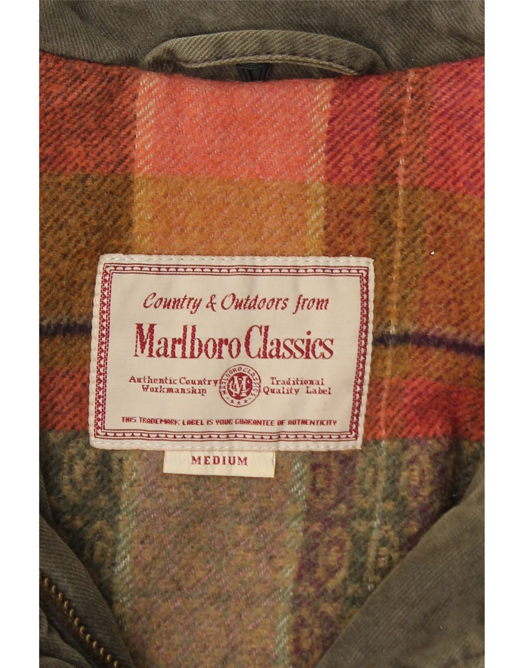 Casaco corta-vento feminino Marlboro Classics UK 12 algodão verde médio