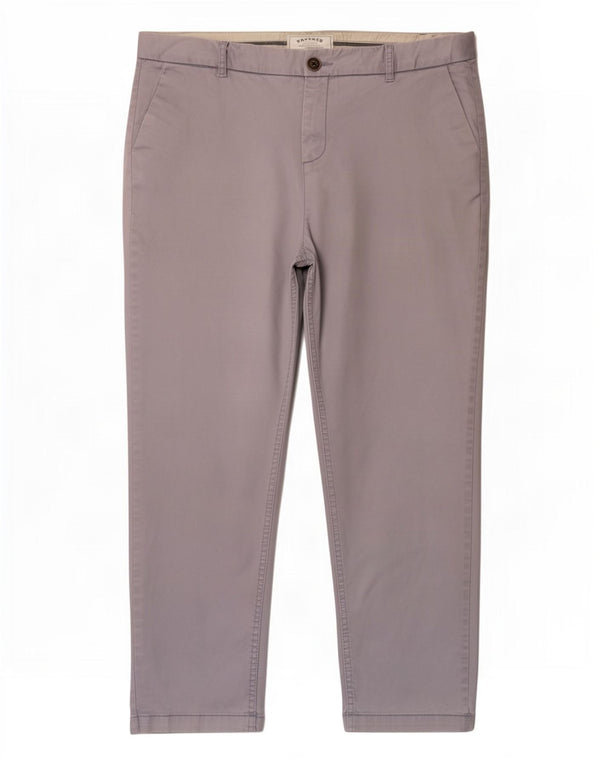 Calças cortadas femininas Fat Face UK 16 grandes W34 L25 algodão cinza