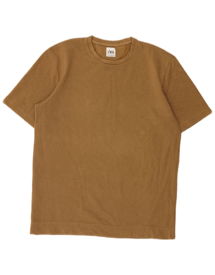 Camiseta masculina ZARA Top XL algodão marrom
