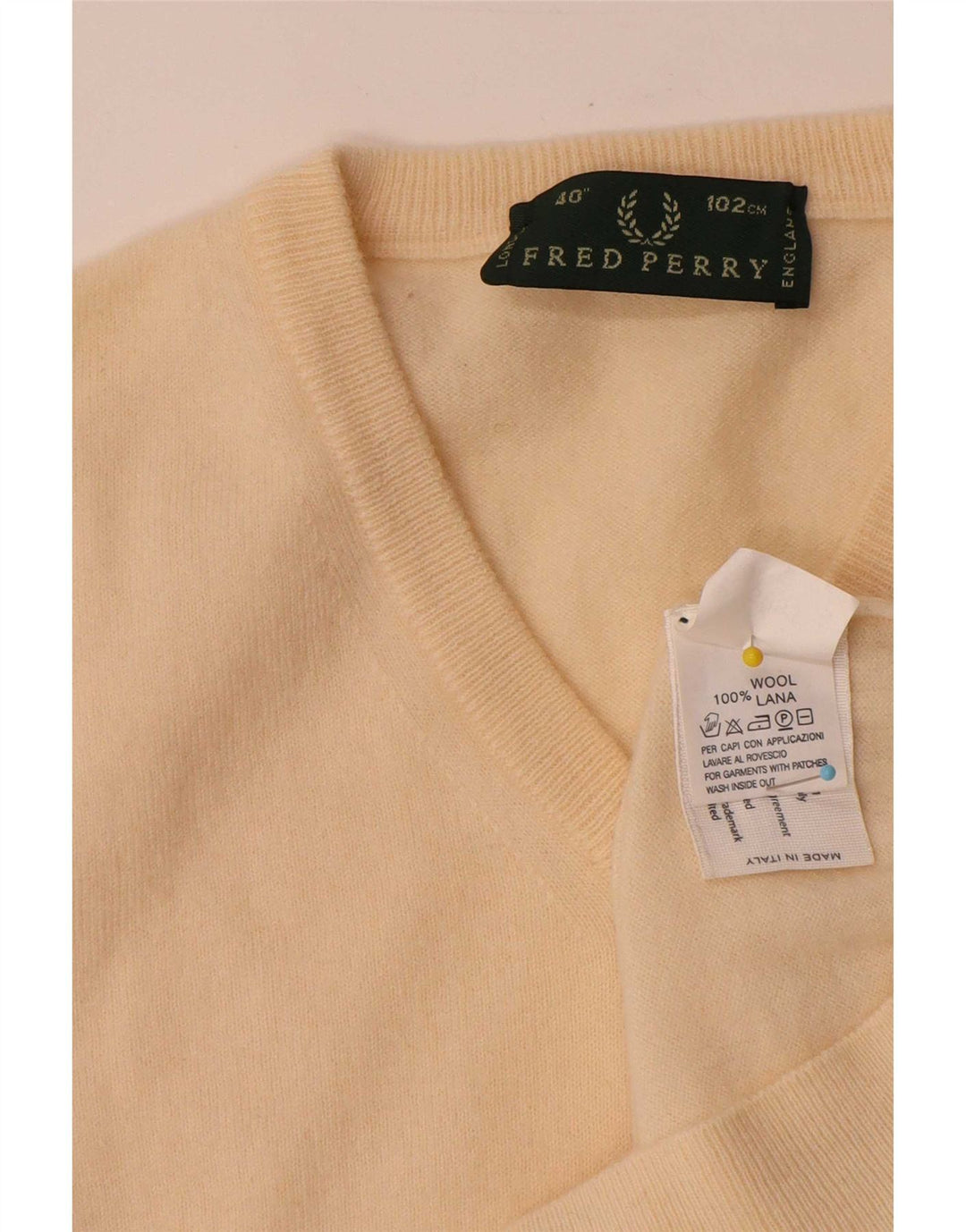 Fred Perry Mens Colete Regata Pequena Lã Bege