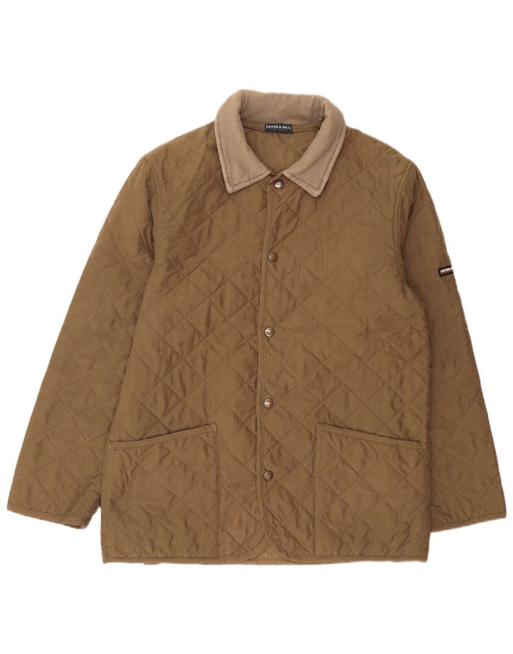 Jaqueta acolchoada masculina Peter & Paul UK 38 médio cáqui