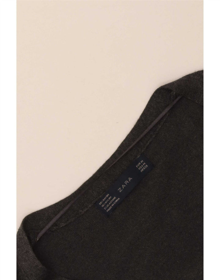 Suéter cardigã feminino Zara Reino Unido 12 rayon cinza médio