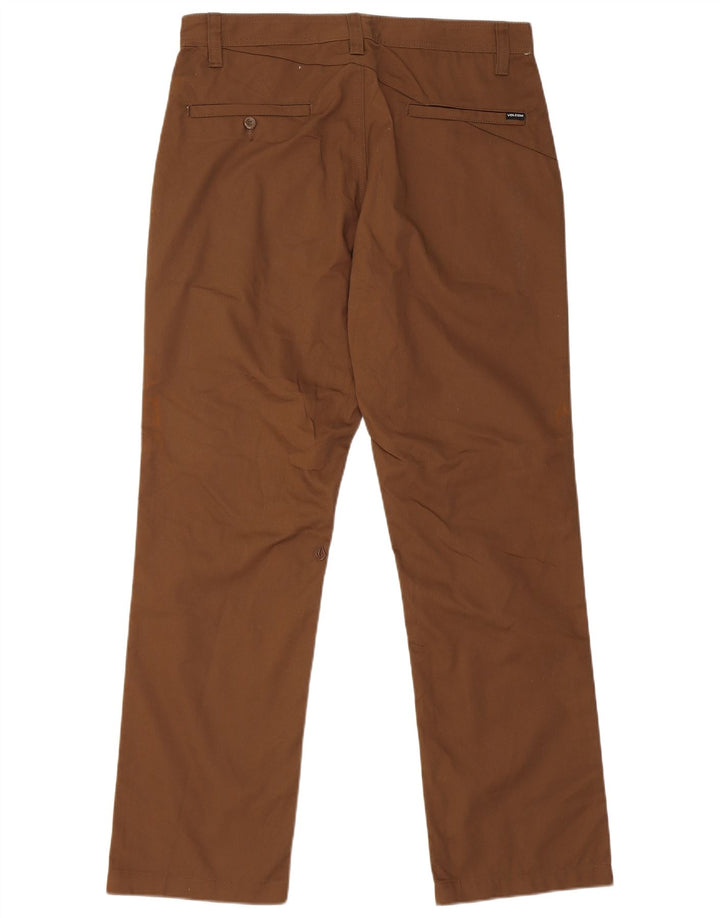 Calça chino reta feminina Volcom W32 L31 algodão marrom
