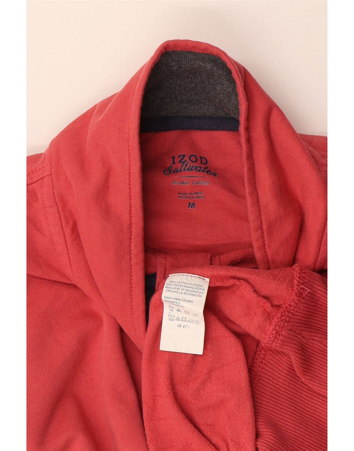 Suéter masculino Izod com gola com botão e algodão vermelho médio
