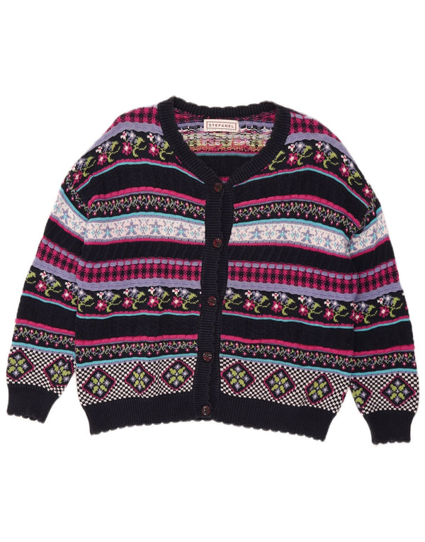 Suéter cardigã feminino Stefanel UK 12 médio multicolorido geométrico