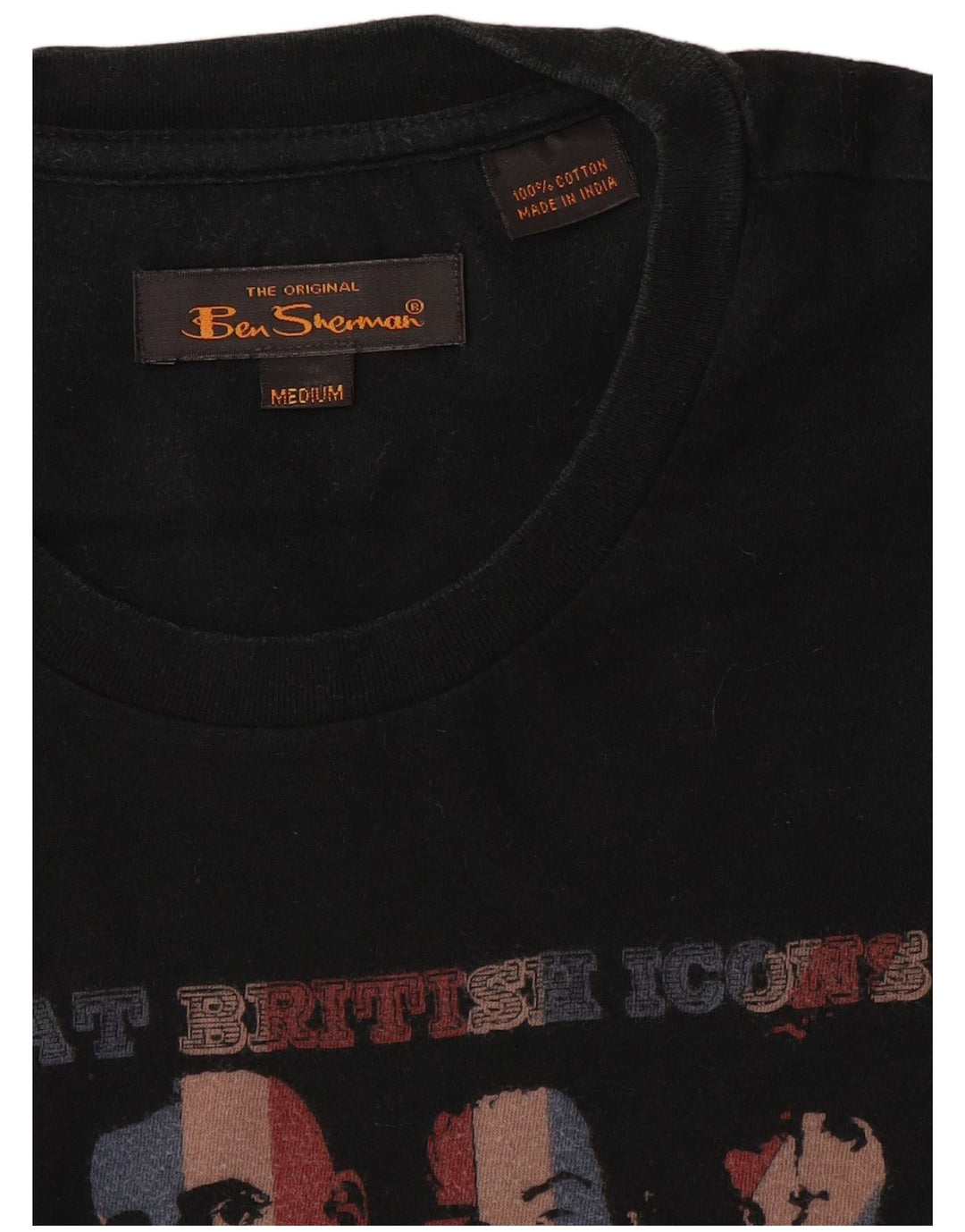 Camiseta gráfica masculina Ben Sherman Top médio algodão preto