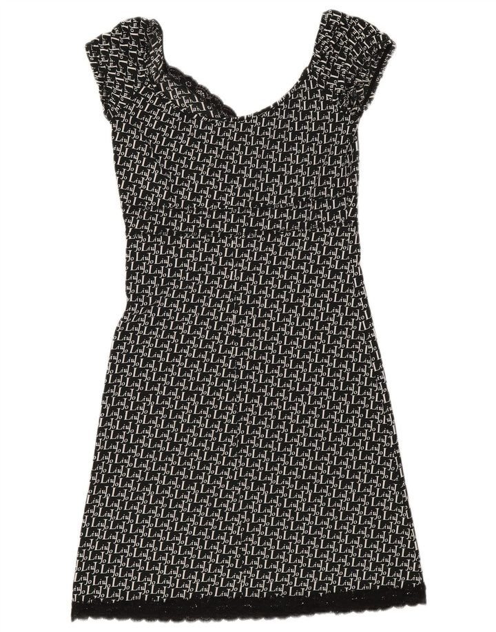 Liu Jo Vestido feminino evasê IT 42 poliéster geométrico preto médio