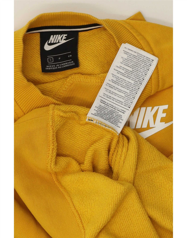 Nike feminino oversized moletom jumper reino unido 10 pequeno algodão amarelo