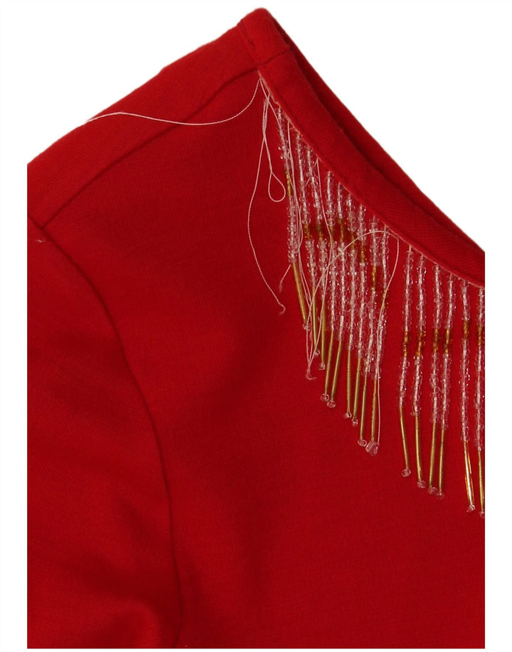 Vestido feminino Chagall de manga comprida UK 12 acrílico vermelho médio