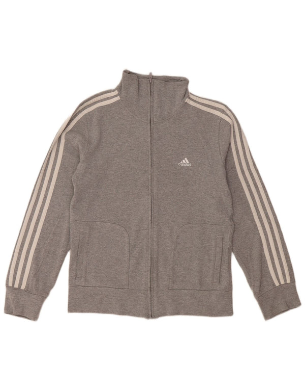 ADIDAS Womens Tracksuit Top Jacket UK 16 Grande Cinza Algodão