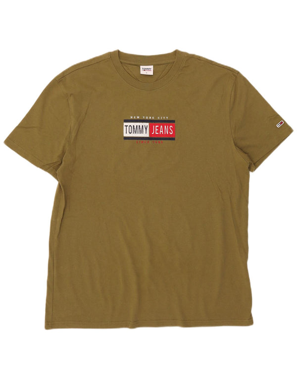 Tommy Hilfiger Camiseta masculina gráfica Top XL Algodão cáqui