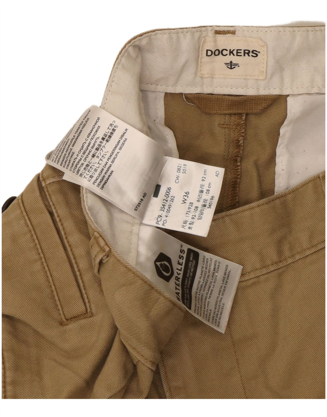 Shorts cargo masculino DOCKERS W36 grande algodão bege