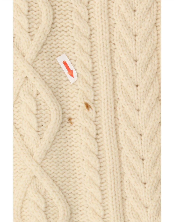 Suéter cardigã feminino vintage IT 44 médio off white lã
