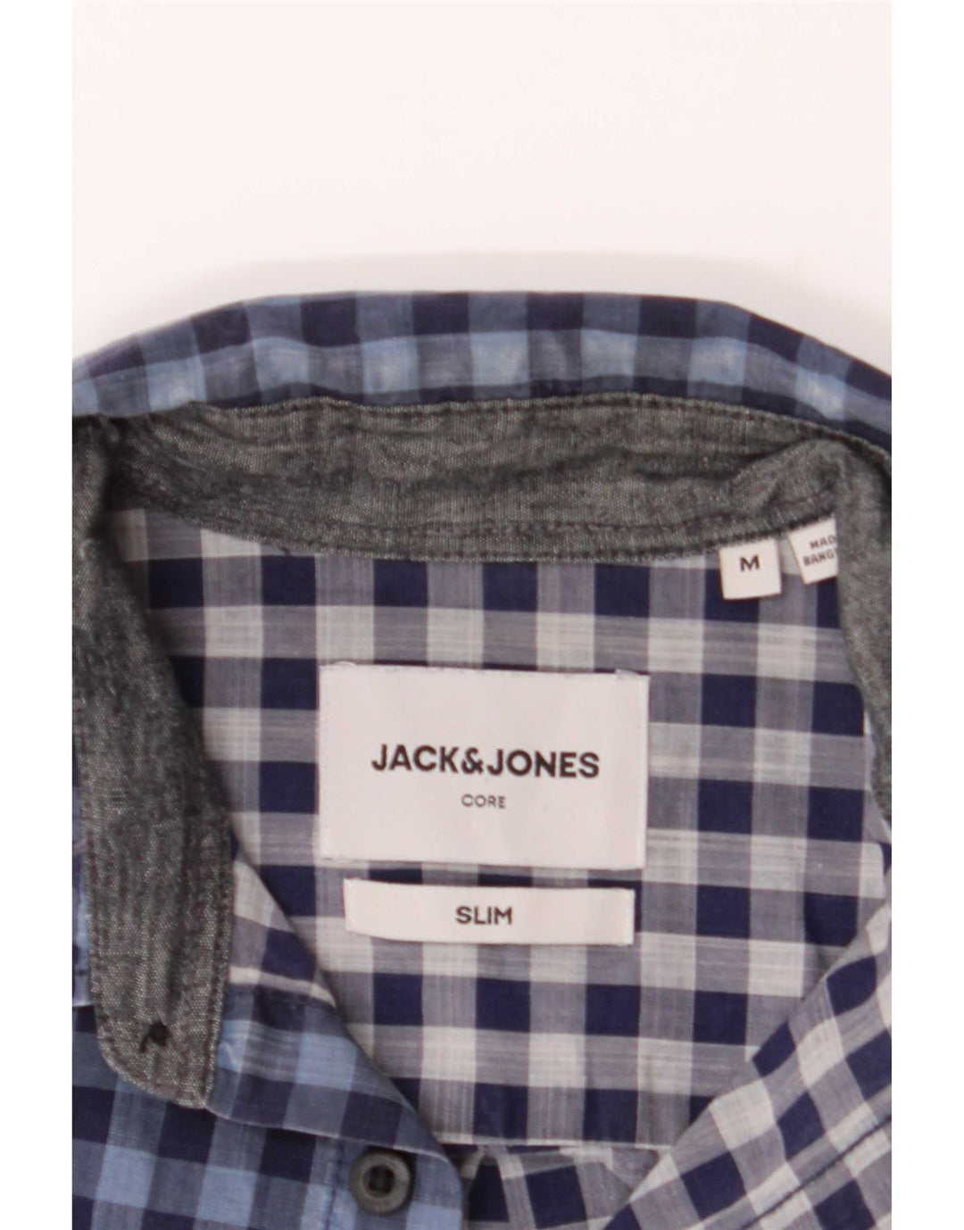 Jack & Jones Camisa masculina Slim Fit Médio Azul Gingham
