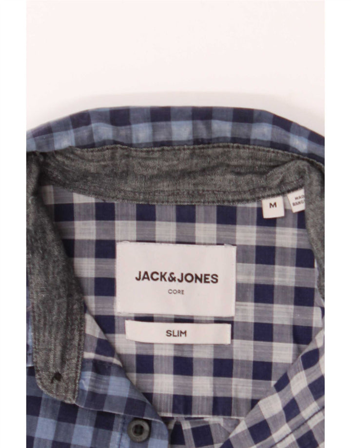 Jack & Jones Camisa masculina Slim Fit Médio Azul Gingham