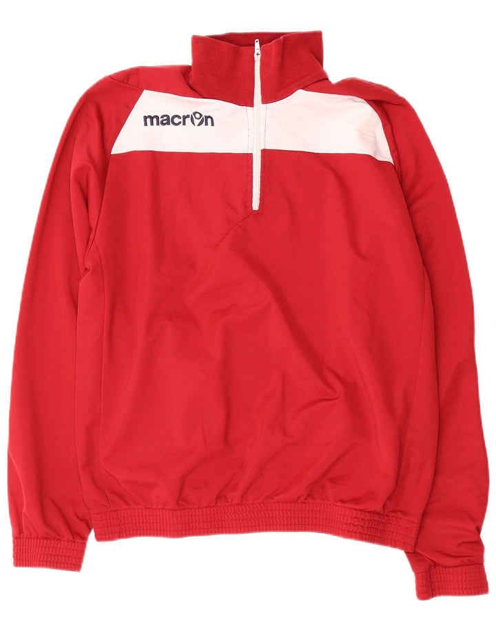 Macron moletom masculino com zíper e gola redonda, moletom médio vermelho colorblock