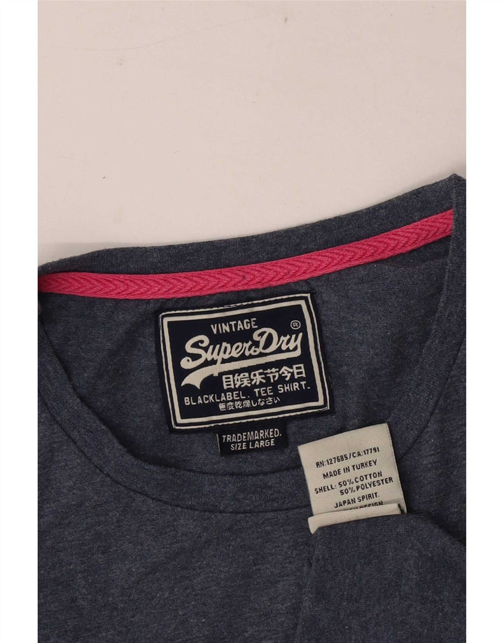 Camiseta masculina Superdry Top grande algodão azul