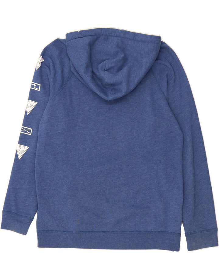 HOLLISTER Mens Graphic Zip Neck Hoodie Jumper Medium Blue Cotton Vintage Hollister and Second-Hand Hollister from Messina Hembry 