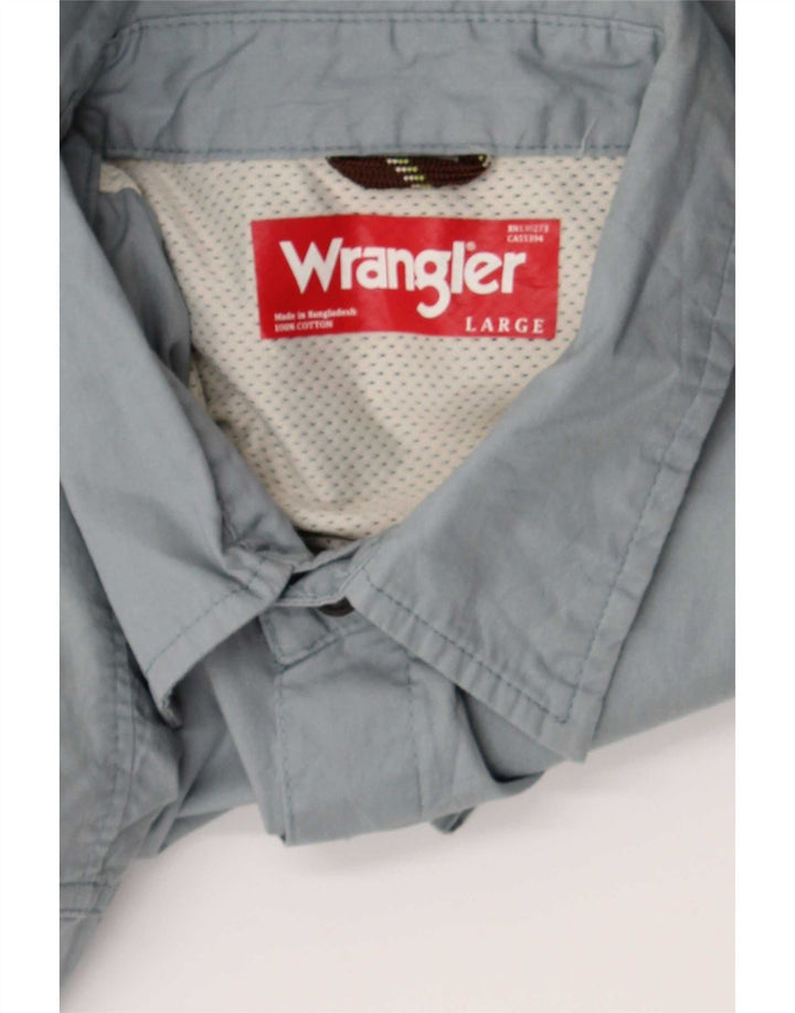 Wrangler Camisa masculina de manga curta grande algodão cinza