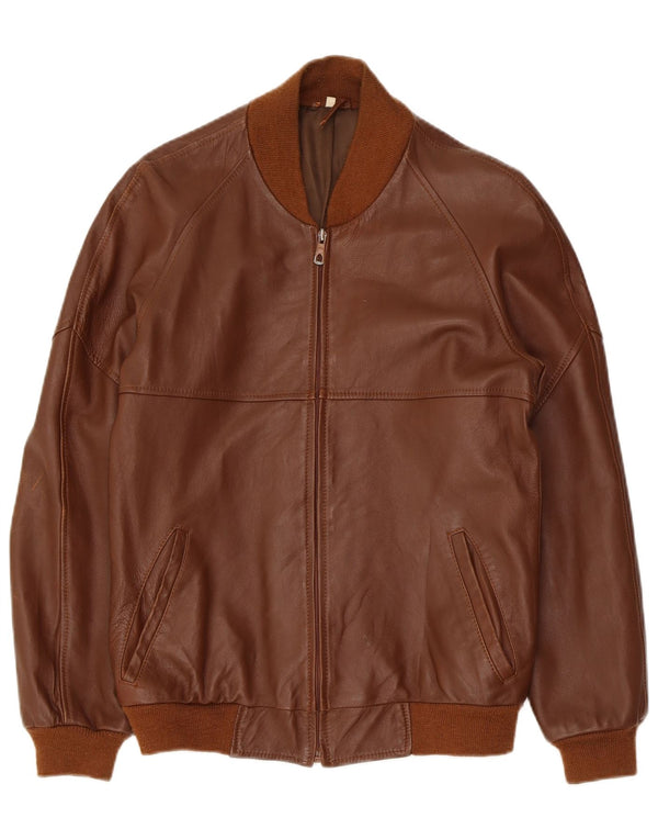 Jaqueta de couro masculina vintage IT 48 marrom médio