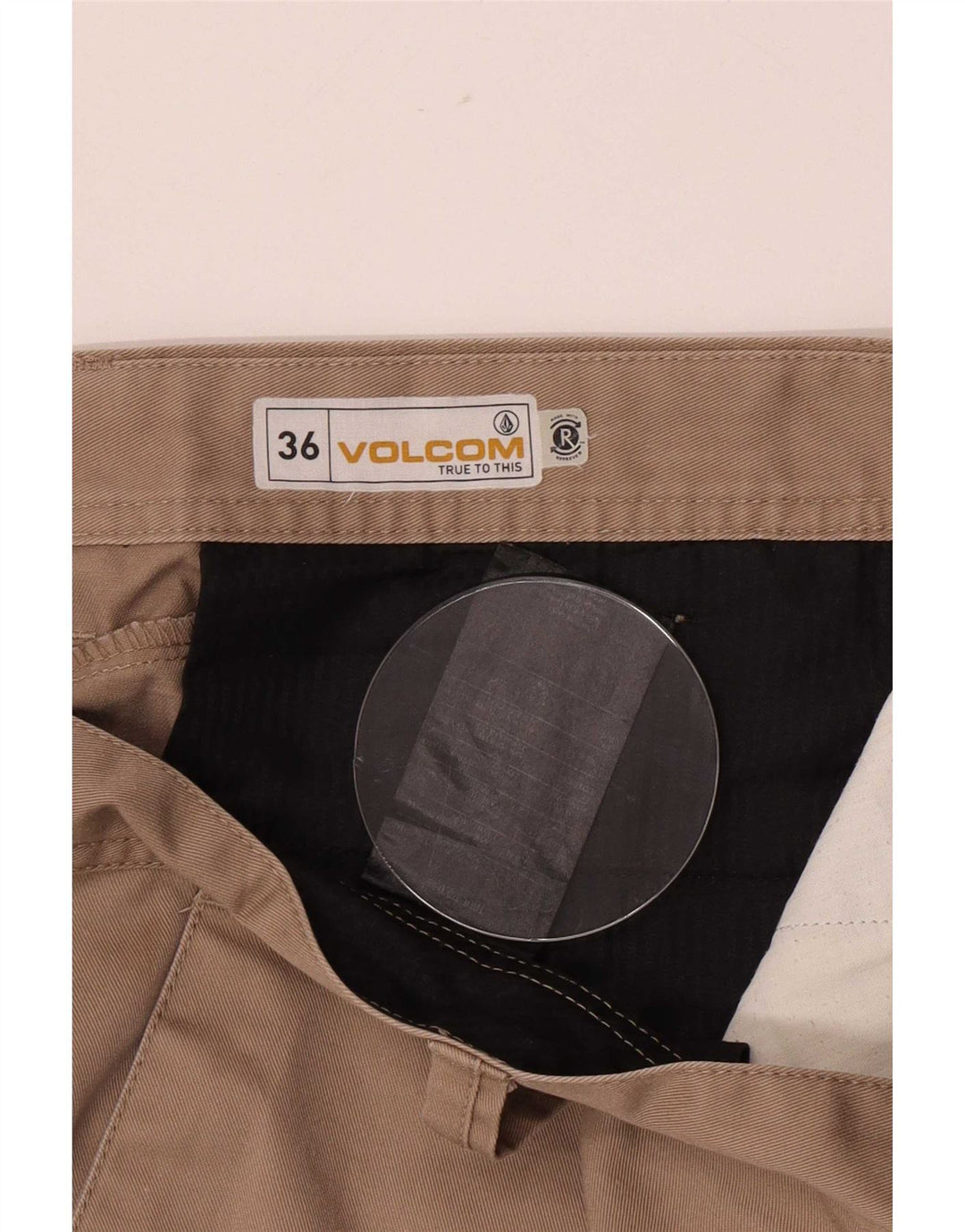 Volcom Mens Chino Shorts Grande W36 Poliéster Bege