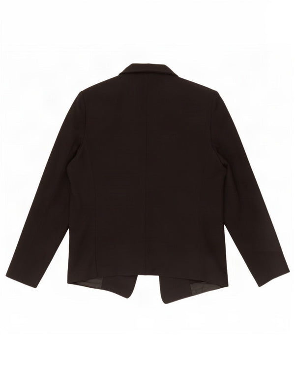 Jaqueta Blazer aberta feminina Topshop Reino Unido 14 grande poliéster preto