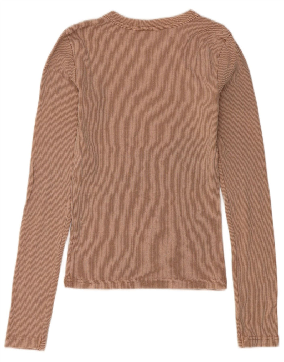 Top feminino Zara manga comprida UK 8 pequeno algodão bege